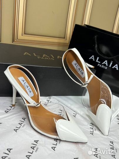 Туфли сердце alaia белые каблук 11 см 36-40