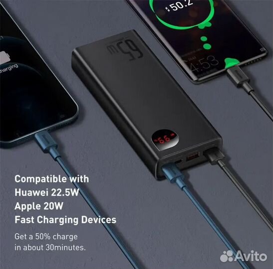 Внешний аккумулятор (пауэрбанк) Baseus 65W