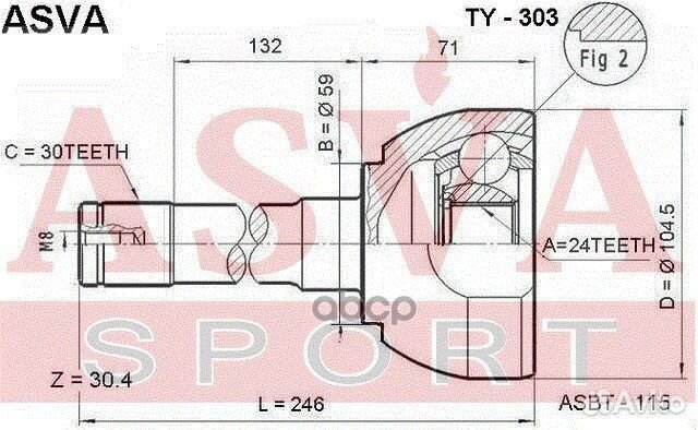 Шрус наружный 24x59x30 TY303 asva