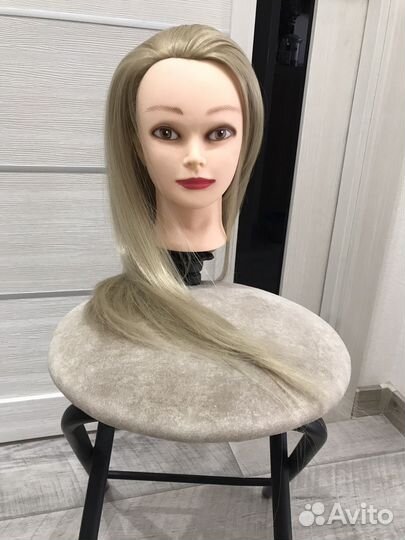 Учебная голова манекен с волосами