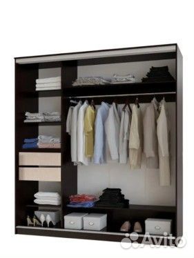 Шкаф-купе 3-створчатый Альянс дуб белёный/венге