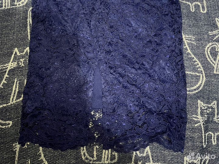 Юбка кружевная синяя