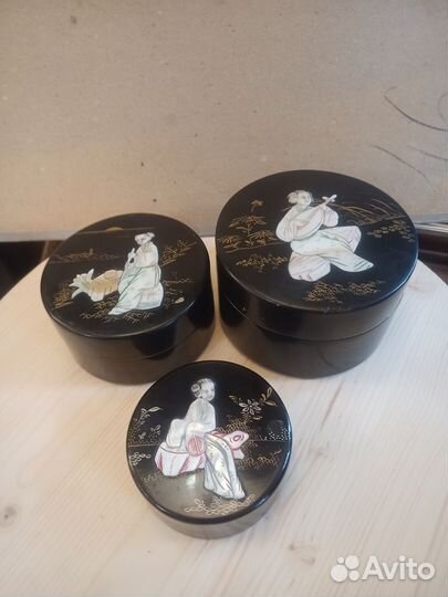 Шкатулки папье - маше Китай, перламутр, кость