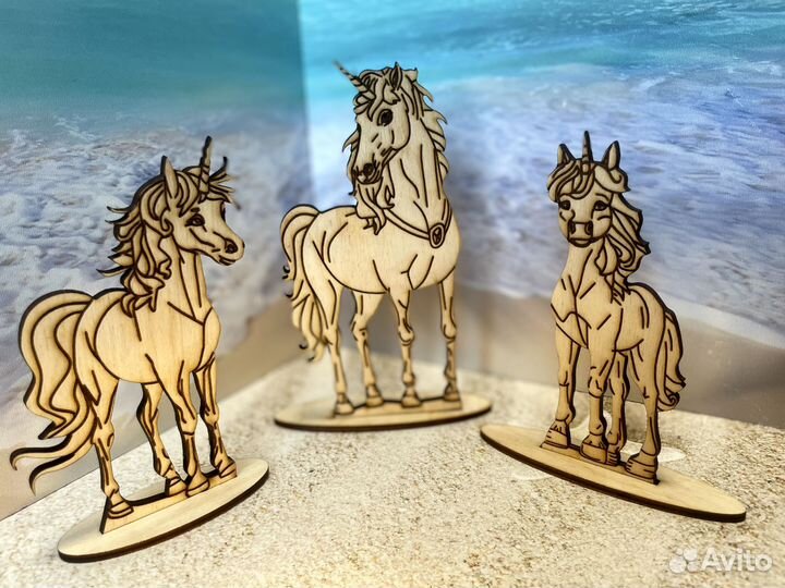 Эдинорожки деревянные фигурки