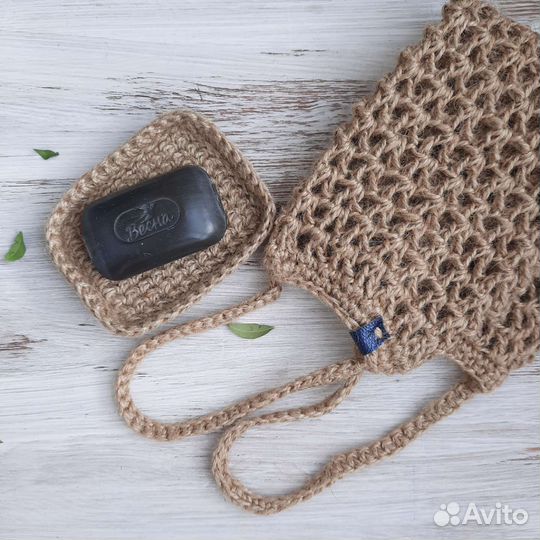 Шапка, коврик, мочалка для бани, мыльница