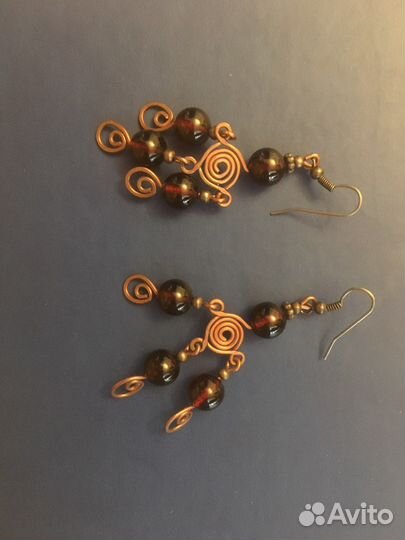 Серьги с янтарем
