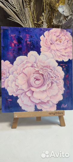 Картина маслом на холсте цветы ручная работа