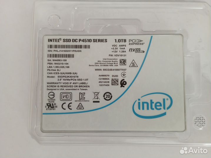 Серверные ssd диски Intel 1тб 2шт