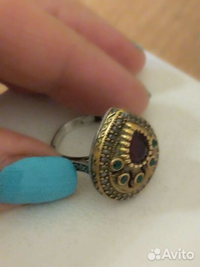 Серебряное кольцо Рубин изумруд сапфир