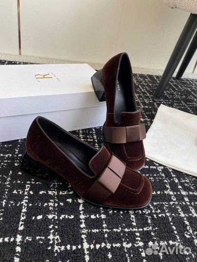 Туфли The Row бархат кожа бордовые