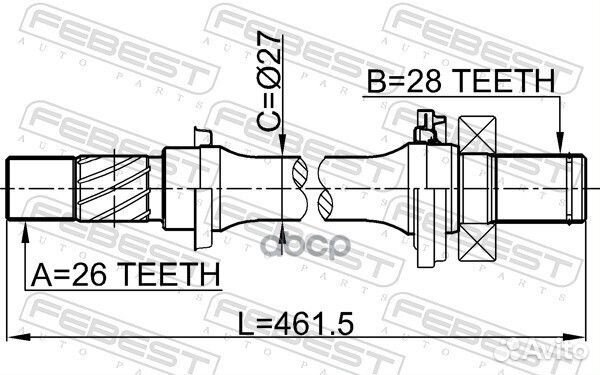 Полуось правая26X462X28 Mazda 3 BK 03-06