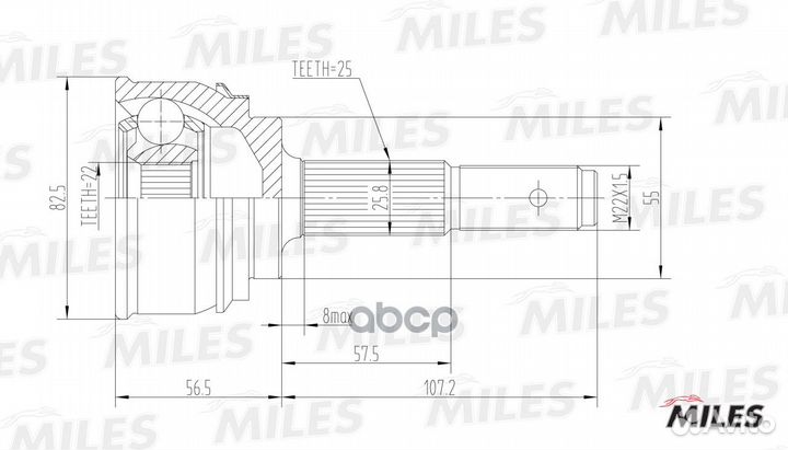 Шрус nissan almera 1.4 95-00 нар. GA20282 Miles