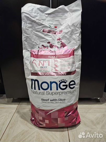 Корм Monge adult 12 кг, утка и говядина