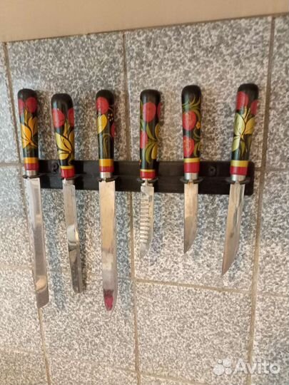 Кухонные ножи (набор) СССР ручка с хохломой