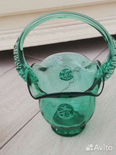 Зелёное стекло, Вазочка, сахарница - конфетница