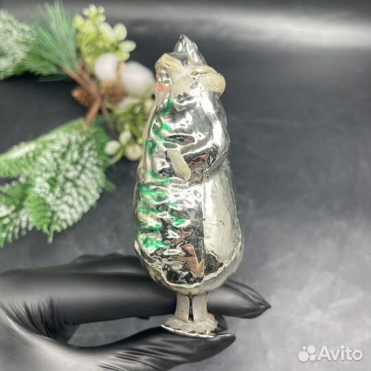 Елочная игрушка Дед Мороз с елкой на прищепке