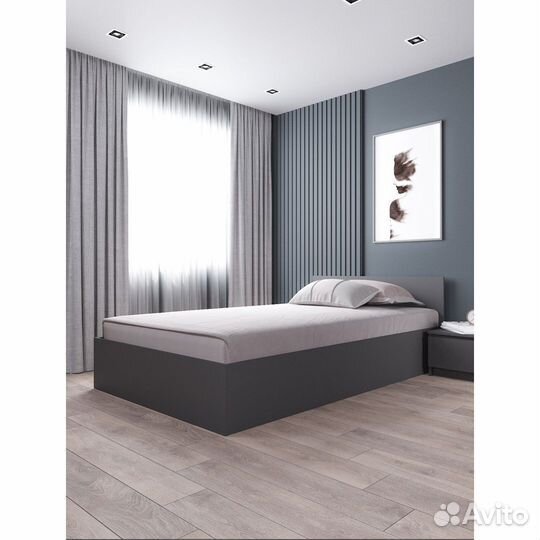 Кровать 120 см графит
