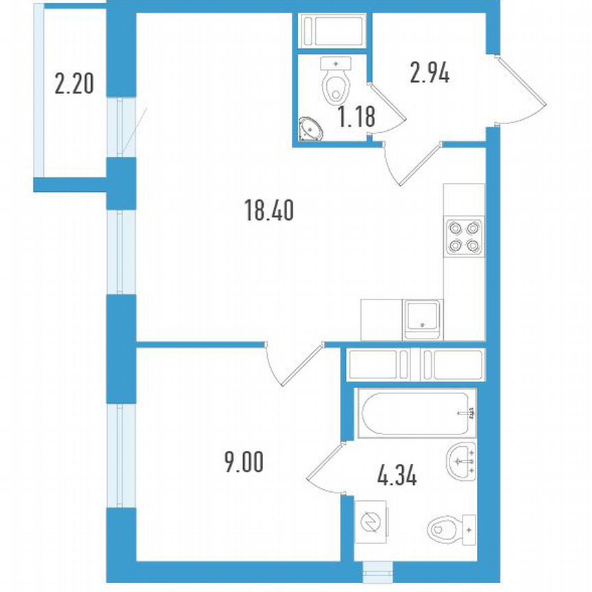 1-к. квартира, 36 м², 3/16 эт.