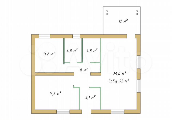 Дом 80 м² на участке 8 сот.