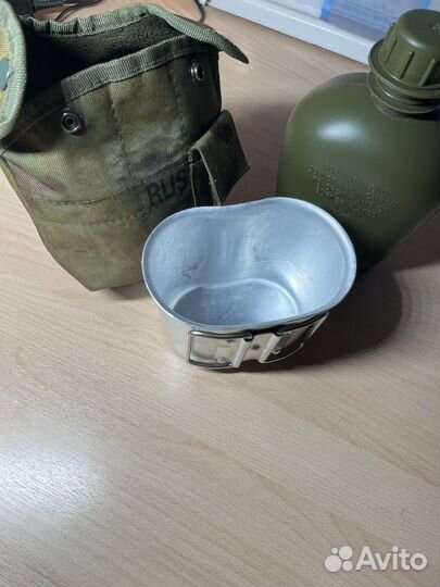 Фляга армейская с котелком в чехле