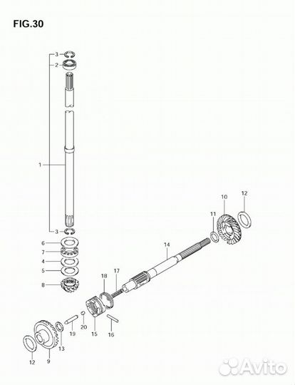 Приводной вал (торсионный вал) Yamaha 60 л.с. 2т