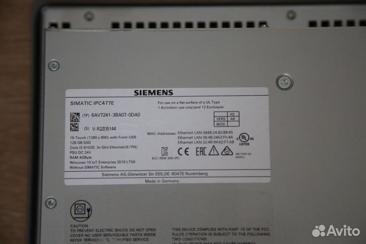 Siemens 6AV7241-3BA07-0DA0 промышленный компьютер