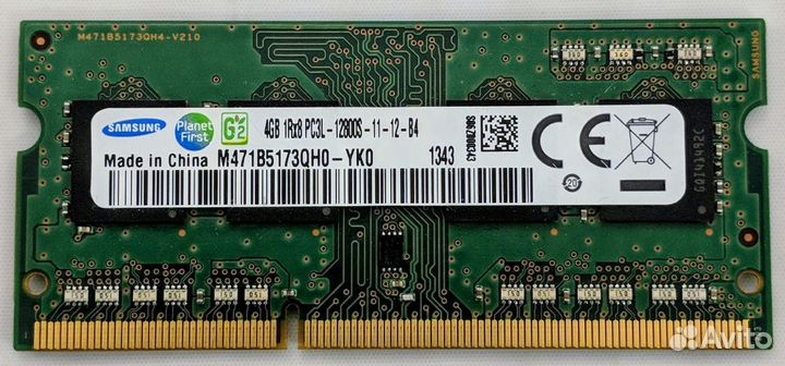 Sodimm DDR3L 4Гб PCL3 PC12800 1600 мгц Samsung