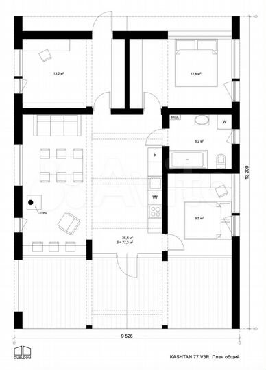 Дом 74,2 м² на участке 40 сот.