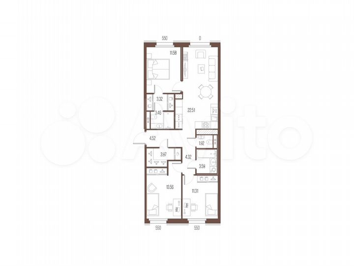 3-к. квартира, 84,1 м², 4/10 эт.