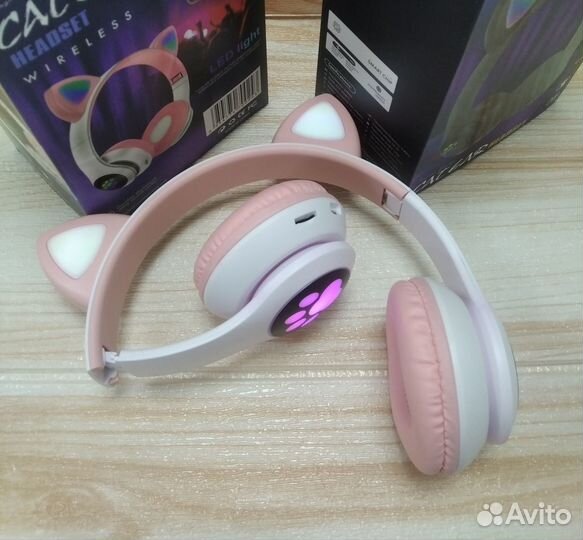 Светящиеся наушники с ушками кошки