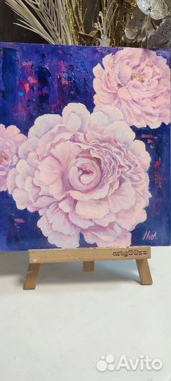 Картина маслом на холсте цветы ручная работа