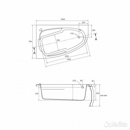 Ванна акриловая Cersanit Joanna 140x90 угловая нов