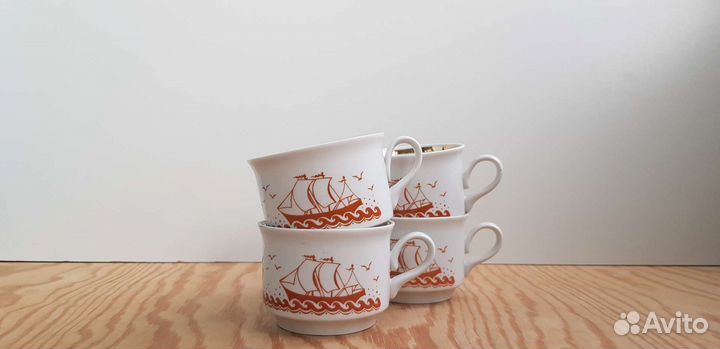 Чашки чайные Богдановичи фарфор винтаж СССР 4 шт