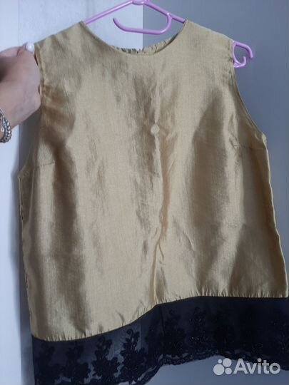 Топ шелковый с кружевом46р