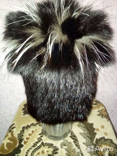 Шапка норковая вязаная