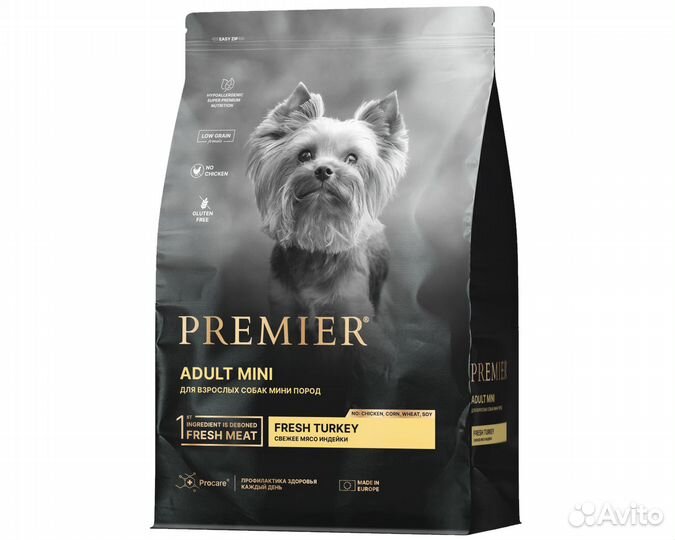 Корм Premier для собак мелких пород, индейка, 3кг