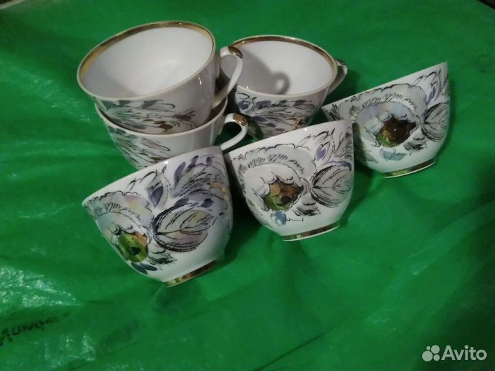 Фарфоровые чашки лфз СССР 6 шт