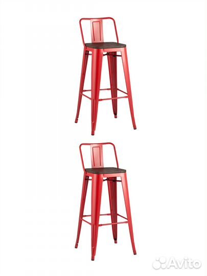 Стул барный tolix wood со спинкой красный глянцевы