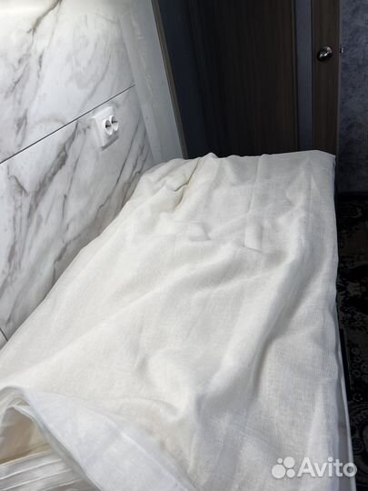 Тюль новый на шторной ленте лён