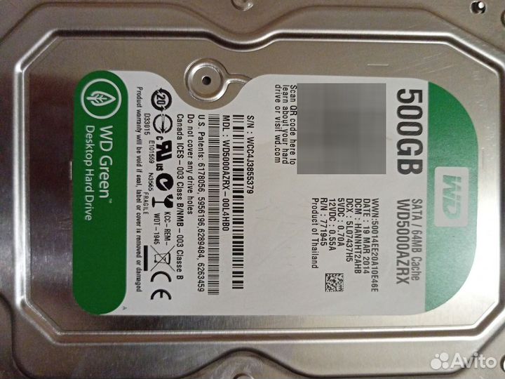 Жесткий диск 500 гб wd green SATA