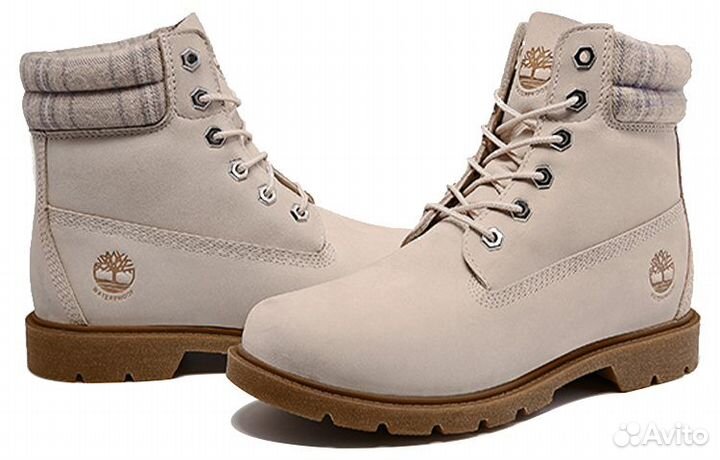 Timberland Lindon Woods 6 Inch Waterproof Boot 'Beige Nubuck And Printed Collar' Women's (38,5)