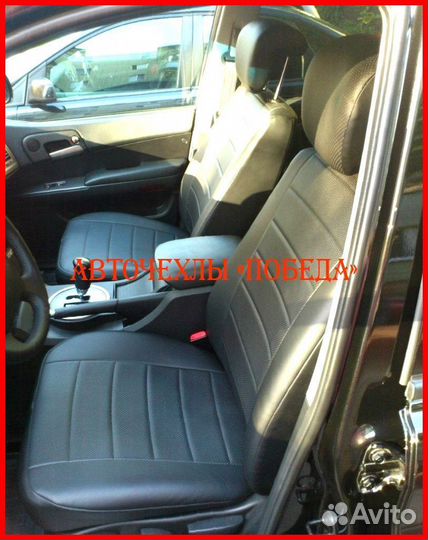 Чехлы Ssangyong Kyron из экокожи чёрные Классика