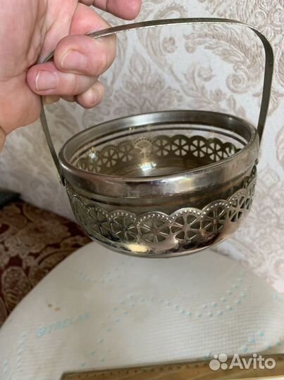 Конфетница СССР. Стекло и металл