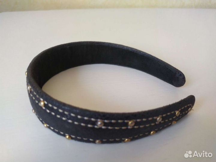 Ободок для волос кожаный Италия