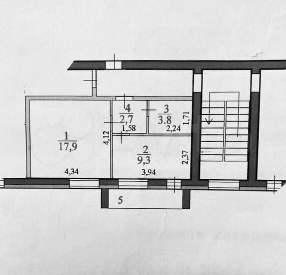 1-к. квартира, 33,7 м², 5/5 эт.