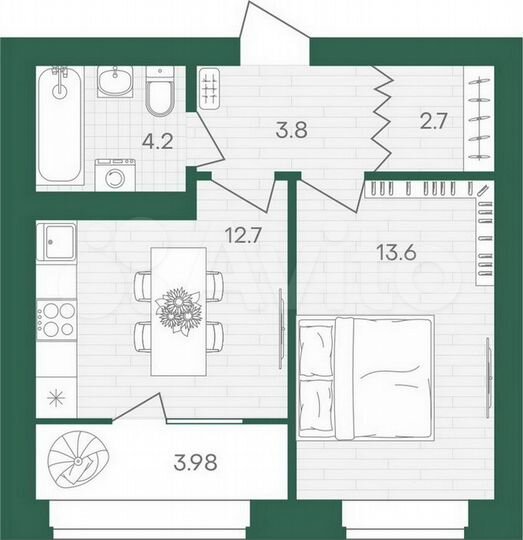 1-к. квартира, 41 м², 6/10 эт.