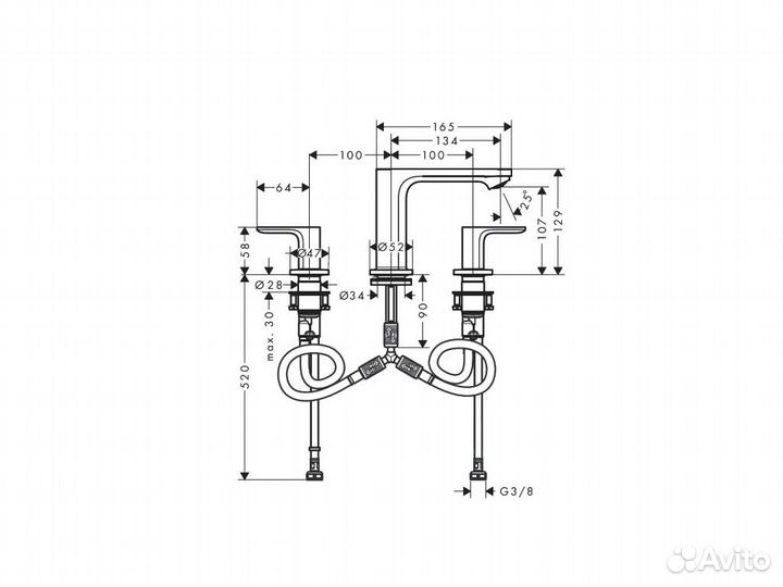 Смеситель для раковины Hansgrohe Rebris S