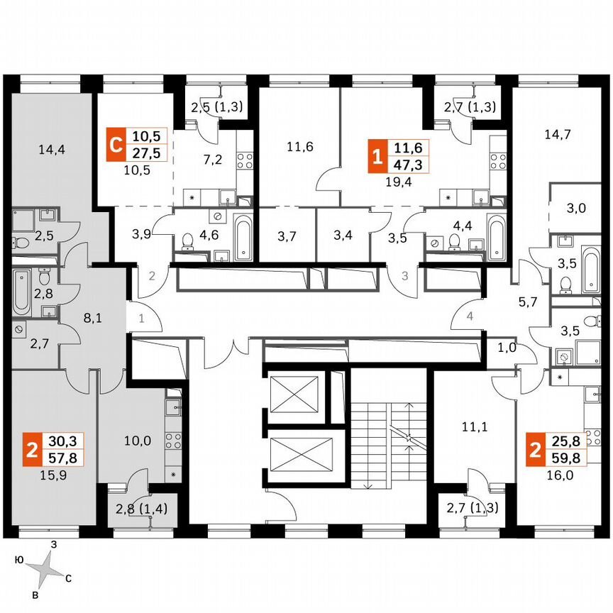 2-к. квартира, 58 м², 28/28 эт.