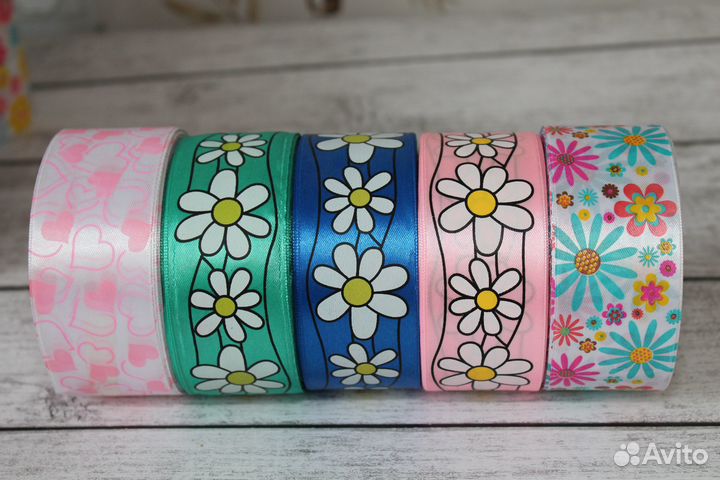 Атласная лента с рисунком 40мм