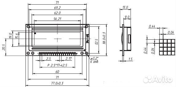 Графический ЖК индикатор MT-12232A-2YLG